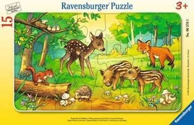 Tierkinder des Waldes - Rahmenpuzzle - 15 Teile Ravensburger Kinderpuzzle
