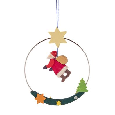 Baumhänger Weihnachtsmann im Ring NEU 7,2x8x1,2cm Nikolaus Santa Tannenhänger