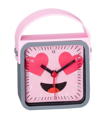 Analoger Wecker Kinderwecker rosa-grau mit schleichende Sekunde