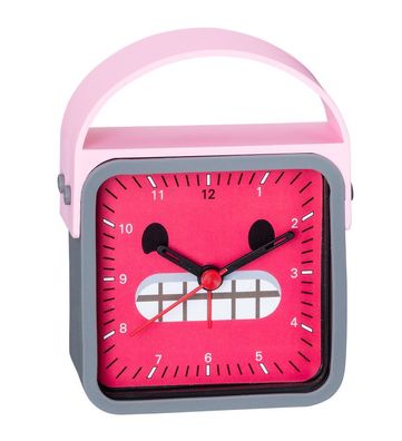 Analoger Wecker Kinderwecker rosa-grau mit schleichende Sekunde