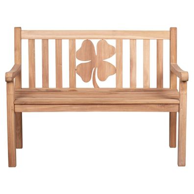 deVries WOODIE Gartenbank aus Teakholz mit eingearbeiteten Kleeblatt 120x60x89 cm