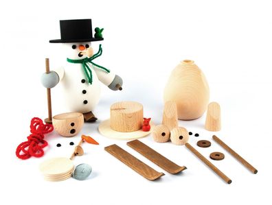 Bastelsatz Räuchermann Schneemann mit Ski 14cm Frostmann Skifahrer Skiwanderer