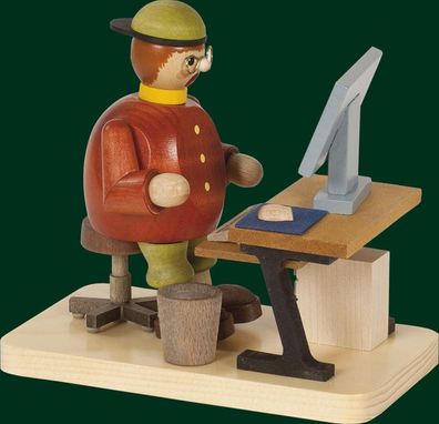 Räucherfigur Computerfreak am Schreibtisch Höhe= 14cm NEU Räuchermann Rauchmann R
