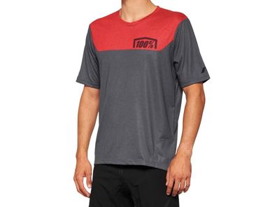 100% Airmatic Short Sleeve Jersey XL Charcoal/Racer Red - komfortables Trail-Trikot