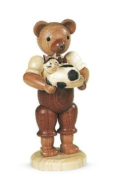 Bärensammelfigur Bär mit Katze natur klein Höhe 10 cm NEU Bär Bärenfigur Deko