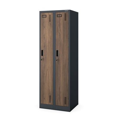 Zweifach-PERSONALSCHRANK in Anthrazit / Nussbaum: Eco Design 600 x 1800 x 500 mm