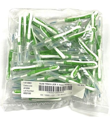 GUM Trav-ler Interdentalbürsten hellgrün 1,1mm - 50 Stück Zahnzwischenraumbürste