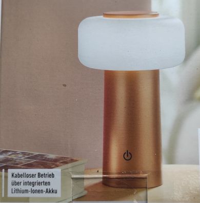 Livarno Home LED Akku Tischleuchte Touch-Dimmer Pilzförmig 20cm bronze