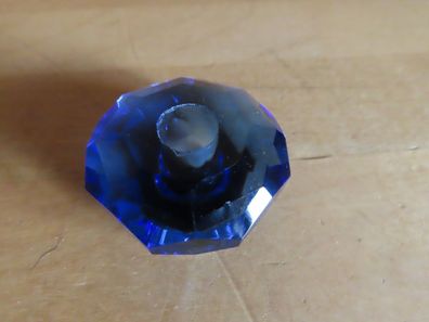Stein Glassteinkantig blau mitte Loch für Band oder Kette 3,8 cm Ø