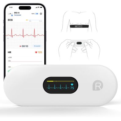 CheckMe ER2-S EKG Gerät mit Brustgurt 0,96 Zoll OLED iOS Android