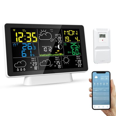WLAN Wetterstation Funk mit Außensensor 2,4GHz APP WiFi Farbdisplay