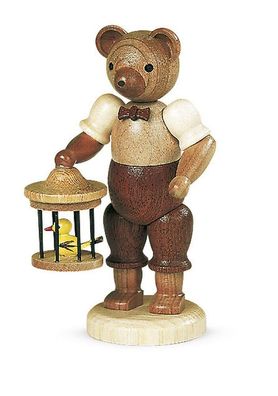 Bärensammelfigur Bär mit Vogelkäfig natur klein Höhe 10 cm NEU Bär Bärenfigur