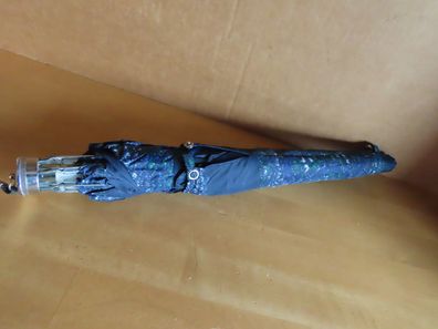 Regenschirm Taschenschirm dunkel blau mit Muster Cabrio