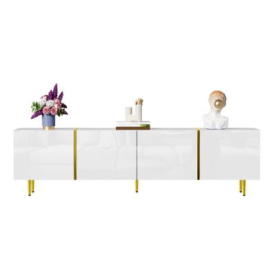 Sonnenh TV-Schrank Weiß 170 x 35 x 46 cm Hochglanz mit Stauraum Wohnzimmer