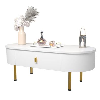 Sonnenh Couchtisch 108 x 50 x 40 cm Weiß MDF mit Stauraum Wohnzimmer