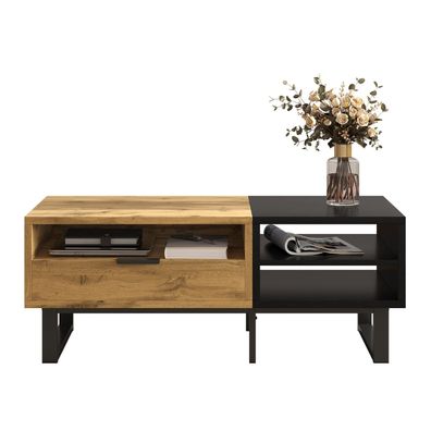 Sonnenh Couchtisch 100 x 50 x 40 cm Natur Holzwerkstoff mit Schublade & Fächern