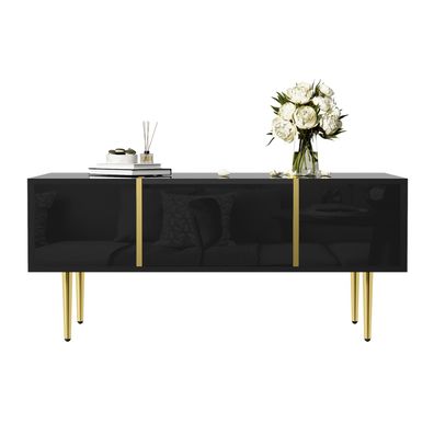 Sonnenh Couchtisch 100 x 60 x 41 cm Schwarz MDF mit Stauraum Wohnzimmer