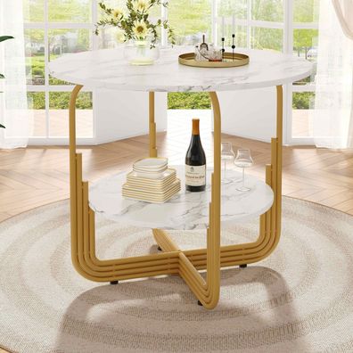 Sonnenh Couchtisch 80 x 80 x 76 cm Gold Wohnzimmer