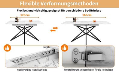 Sonnenh Esstisch 120 x 80 x 76 cm Weiß MDF Esszimmer