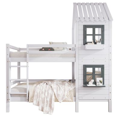 Sonnenh Etagenbett Grau 90 x 200 cm mit USB & Stauraum