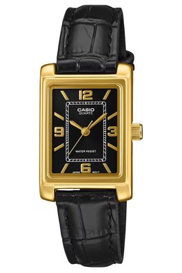 Casio Armbanduhr für Damen Rechteckig Schwarz/Goldfarben LTP-1234PGL-1AEF