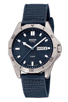 Boccia Titan-Armbanduhr für Herren mit Saphirglas 10 bar Blau 3680-01
