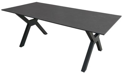Tisch Granada - 200 x 90 cm - gesinterter Stein dunkelgrau - Gestell X-Form