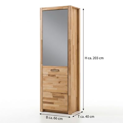 Garderobenschrank 66x203x40 Dielen-Schrank Flurschrank Kernbuche #3852