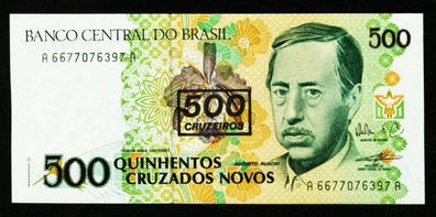 Brasilien. 500 Cruzeiros 1990. 226b. UNC