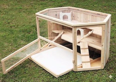 XL Kleintierkäfig VILLA Nagerkäfig Holz Hamsterkäfig Stall Meerschweinchen Käfig