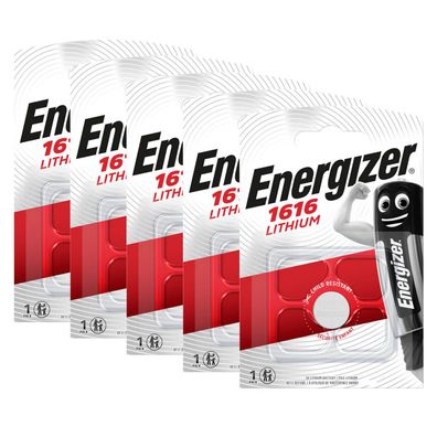 5x Energizer CR1616 DL CR 1616 Batterien Lithium Knopfzelle 3V Blister