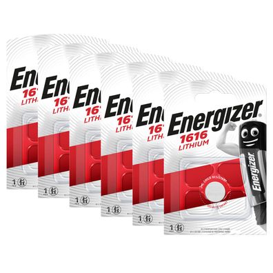 6x Energizer CR1616 DL CR 1616 Batterien Lithium Knopfzelle 3V Blister