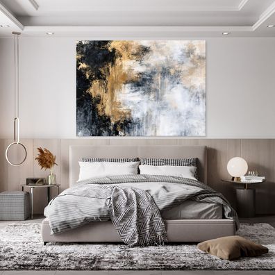 Leinwandbild Abstrakt Gold Schwarz Wandekko Wohnzimmer Schlafzimmer