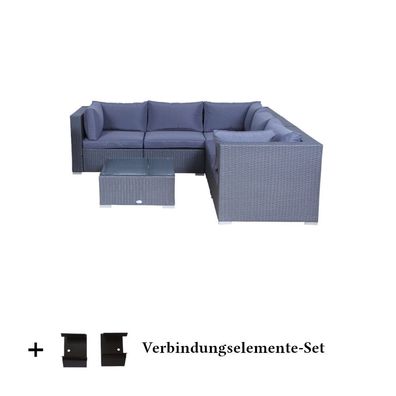 Poly Rattan Gartenmöbel Palma anthrazit Tisch Alu Garnitur Lounge Garten Gartenset