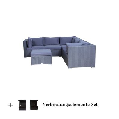 Poly Rattan Gartenmöbel Palma anthrazit Hocker Alu Garnitur Lounge Garten Gartenset
