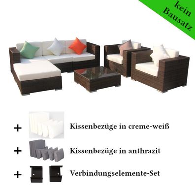 Poly Rattan Gartenmöbel South Carolina schwarz Alu Garnitur Lounge Garten Sitzgruppe