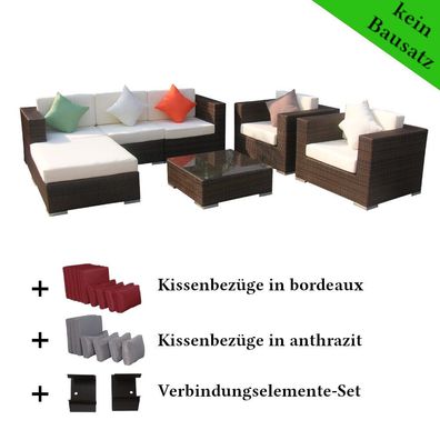 Poly Rattan Gartenmöbel South Carolina schwarz Alu Garnitur Lounge Garten Sitzgruppe