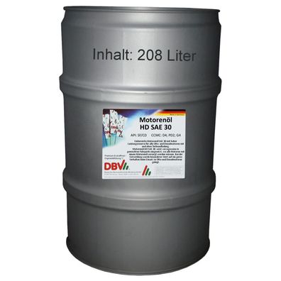 DBV Motorenöl HD SAE 30 208-Liter-Fass