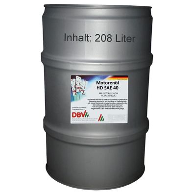 DBV Motorenöl HD SAE 40 208-Liter-Fass