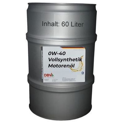 0W/40 DBV-Vollsynthetik-Motorenöl 60-Liter-Fass