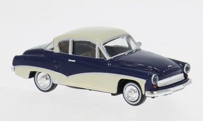Wartburg 311 Coupe, dunkelblau/hellbeige, H0 Auto Modell 1:87, Brekina 27160