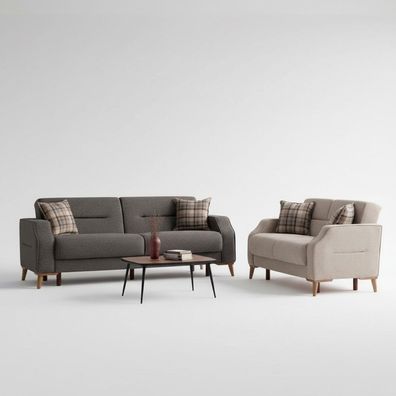 Komfortable Sofagarnitur 3 + 3 Sitzer Stilvolles Design für entspanntes Wohnen