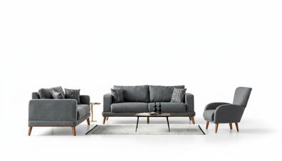 Hochwertige 3 + 3 + 1 Sofagarnitur Stilvolles Design für Komfort & elegantes Wohnen