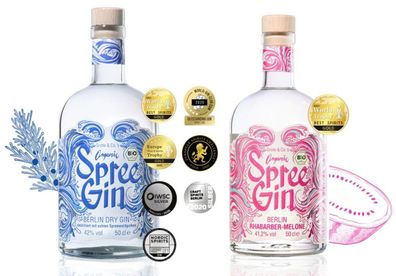 2x Spree GIN 1x Rhabarber Melone Bio 1x SPREE GIN Original Bio Geschenk