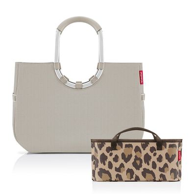 reisenthel Set Loopshopper L + Organizer ORBX, herringbone sand + leo macchia