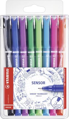 Stabilo Fineliner sensor, 8er Kunststoff-Etui