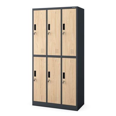 Arbeitsschutz-Garderobenschrank, anthrazit/Sonoma-Eiche, 6-türig: 900 x 1850 x 450 mm