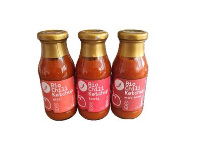 3x Bio Chili-Ketchup extra scharf feurig mild Europameister Gold