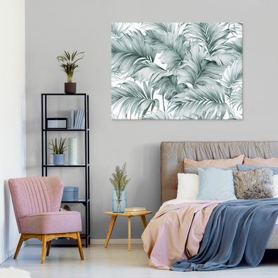 Leinwandbild Palmen Natur Grün Wandekko Wohnzimmer Schlafzimmer