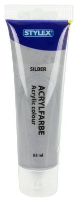 Stylex 28639 Acrylfarbe Künstler Malfarbe 83 ml Tube Silber